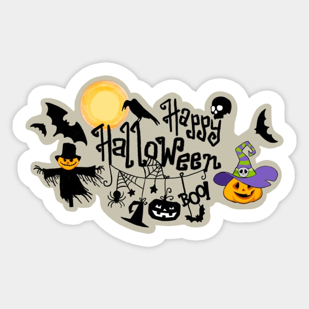 Happy Halloween!!! Boo!!! Sticker by IdinDesignShop
